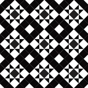 Monteith-100-Black-White Victorian Tile Pattern