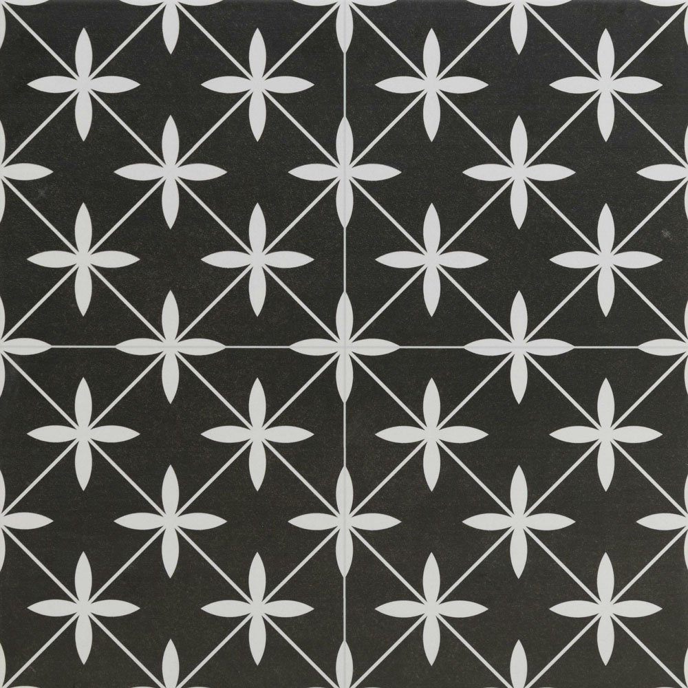 Poole Black 450 x 450 patterned tile