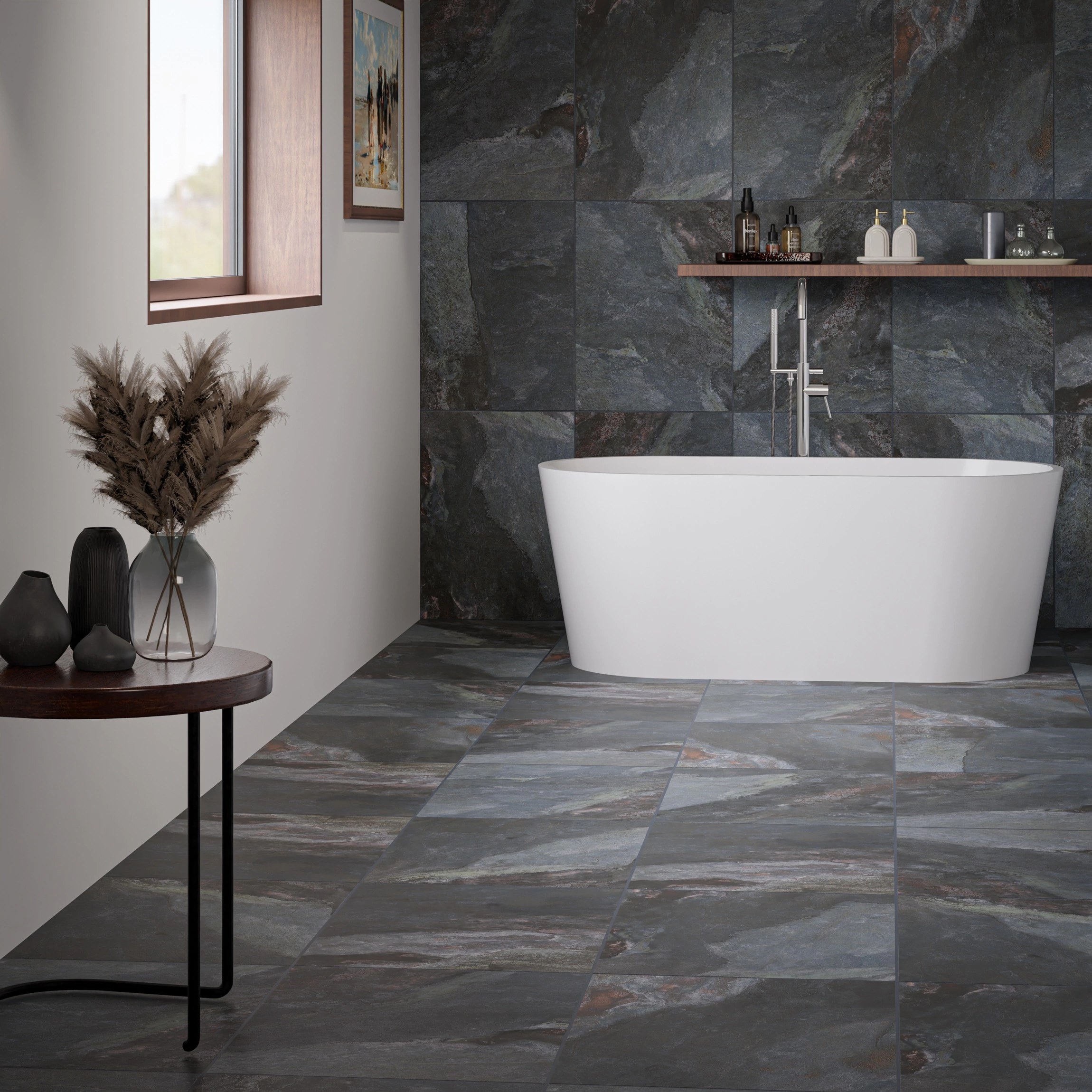 Blue Grey Slate Effect tiles